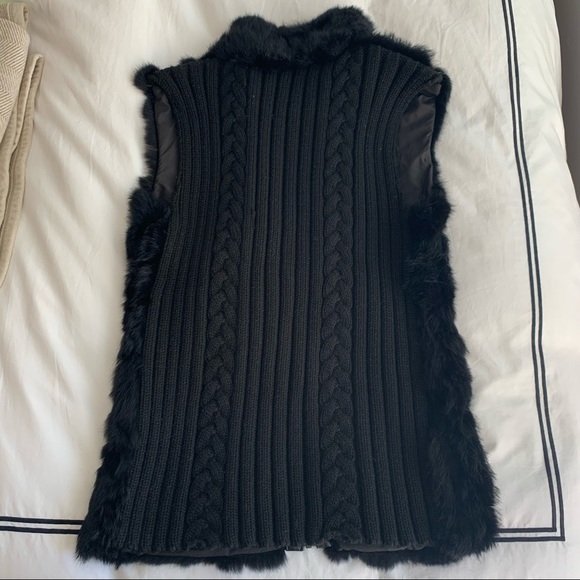 Black Reversible Fur Sweater Vest - Picture 2 of 7